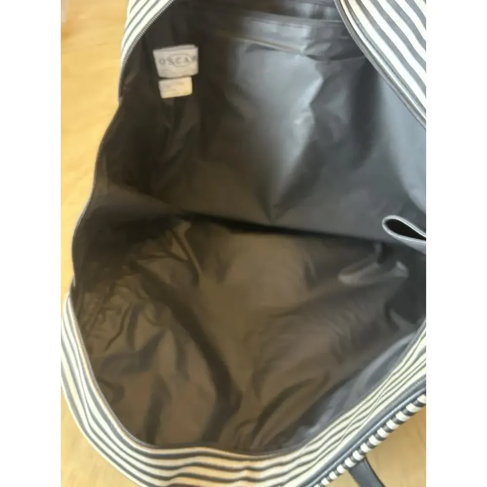 Vintage Black & Cream Stripped Large Oscar De la Renta Tote Shoulder Bag Large